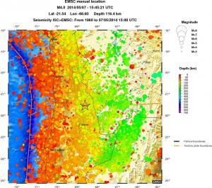 regional depth historical seismicity