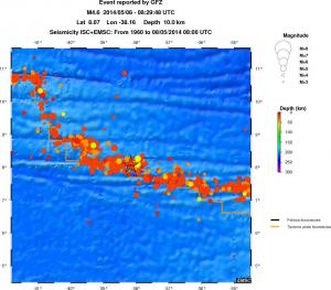 regional depth historical seismicity
