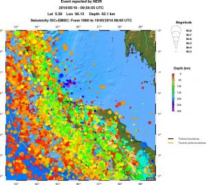 regional depth historical seismicity