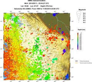 regional depth historical seismicity