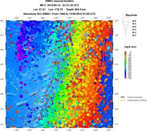 regional depth historical seismicity