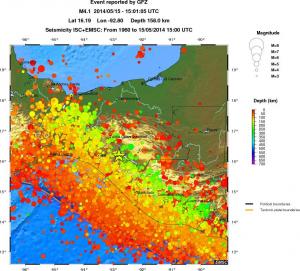 regional depth historical seismicity