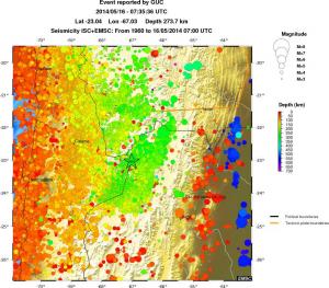 regional depth historical seismicity