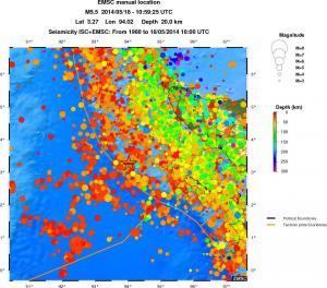 regional depth historical seismicity
