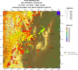 regional depth historical seismicity