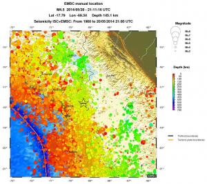 regional depth historical seismicity