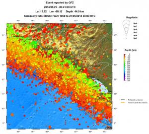 regional depth historical seismicity
