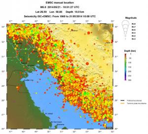 regional depth historical seismicity