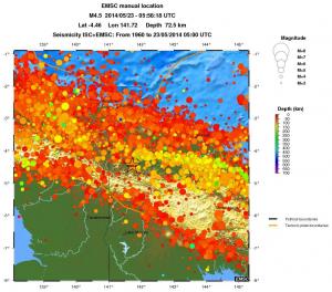 regional depth historical seismicity