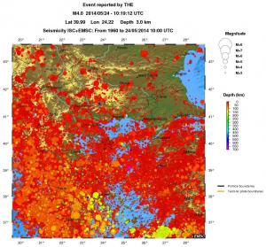 regional depth historical seismicity