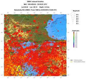 regional depth historical seismicity