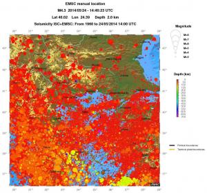 regional depth historical seismicity