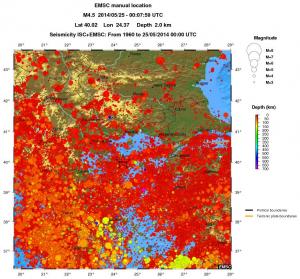 regional depth historical seismicity