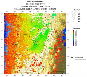regional depth historical seismicity