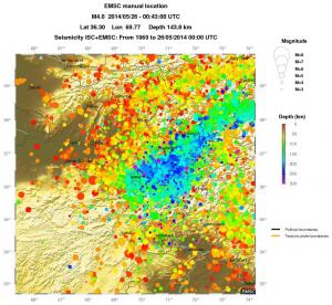 regional depth historical seismicity