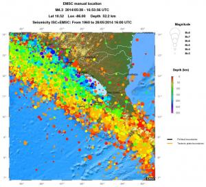regional depth historical seismicity