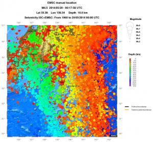 regional depth historical seismicity