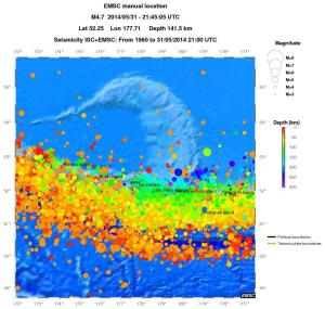 regional depth historical seismicity