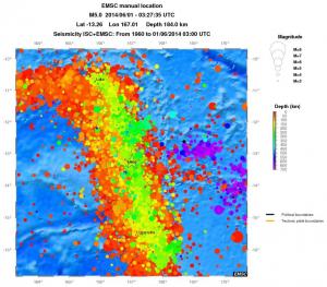 regional depth historical seismicity