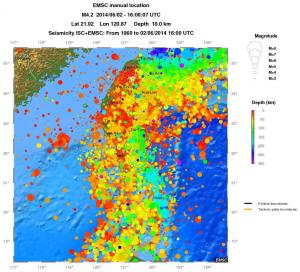 regional depth historical seismicity
