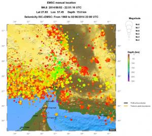 regional depth historical seismicity