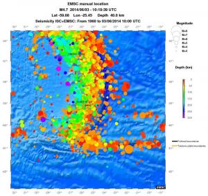 regional depth historical seismicity