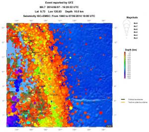 regional depth historical seismicity