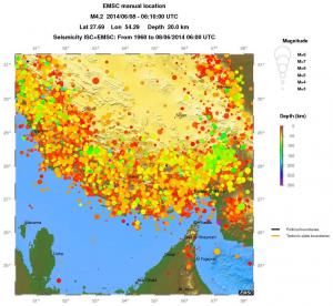 regional depth historical seismicity