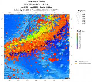 regional depth historical seismicity