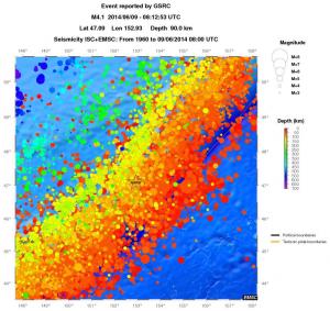 regional depth historical seismicity