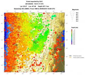 regional depth historical seismicity