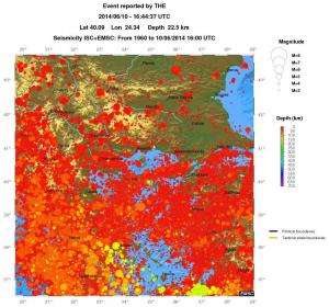 regional depth historical seismicity