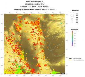 regional depth historical seismicity