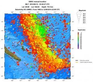 regional depth historical seismicity