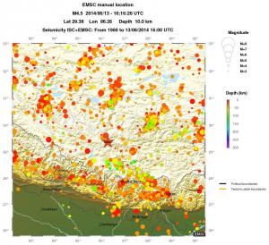 regional depth historical seismicity