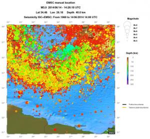 regional depth historical seismicity