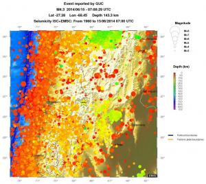 regional depth historical seismicity