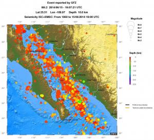 regional depth historical seismicity