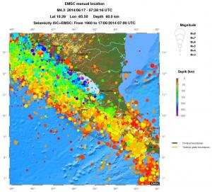 regional depth historical seismicity
