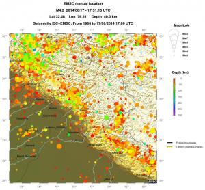 regional depth historical seismicity