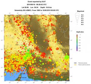 regional depth historical seismicity