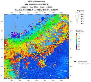 regional depth historical seismicity