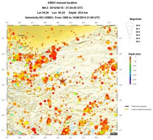 regional depth historical seismicity