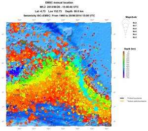regional depth historical seismicity