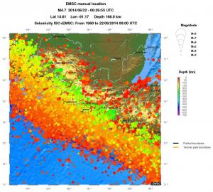 regional depth historical seismicity
