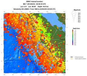 regional depth historical seismicity