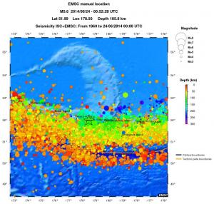 regional depth historical seismicity