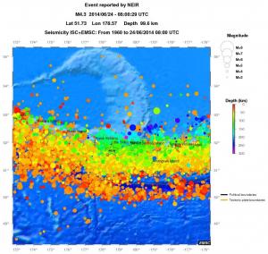 regional depth historical seismicity