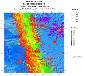regional depth historical seismicity