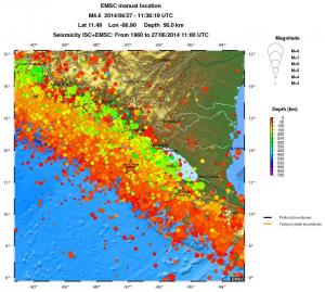 regional depth historical seismicity